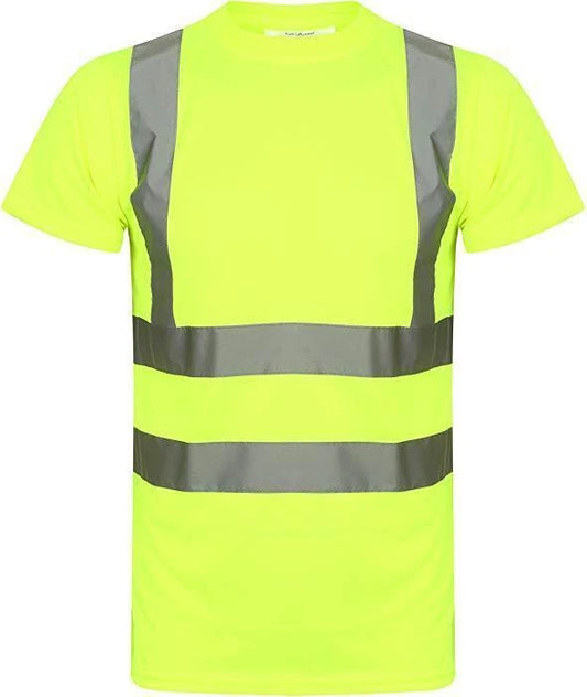 James Mens High Visibility Safety Crew Neck T-Shirt with Reflective Strips Short Sleeve Workwear