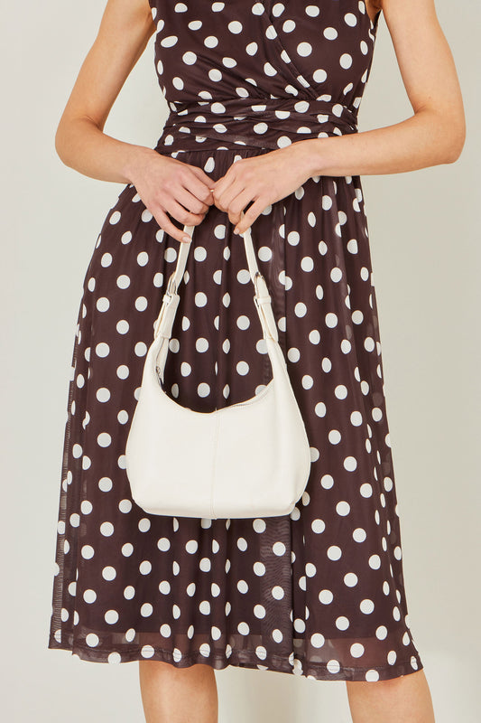 Yumi Ivory Shoulder Scoop Bag With Buckle