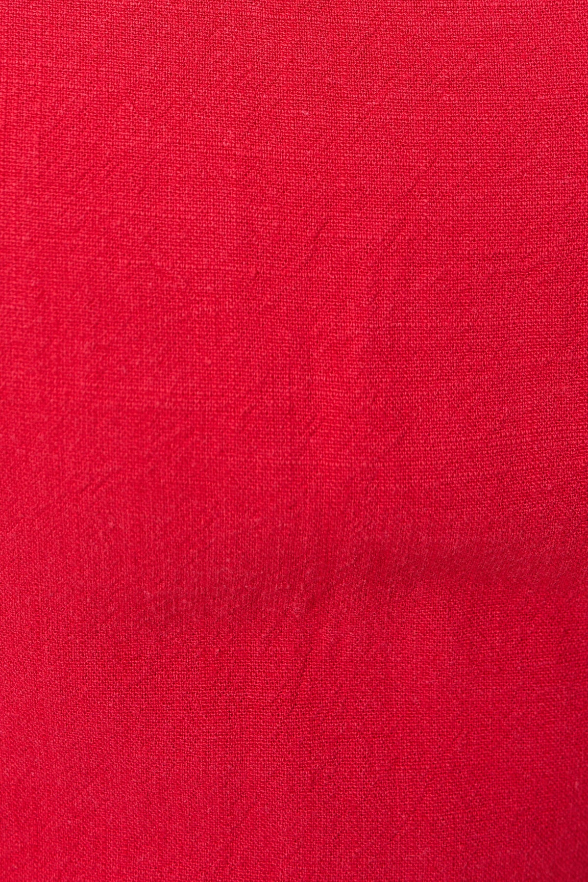 Baya Linen Mix Square Neck Midi Dress - Red