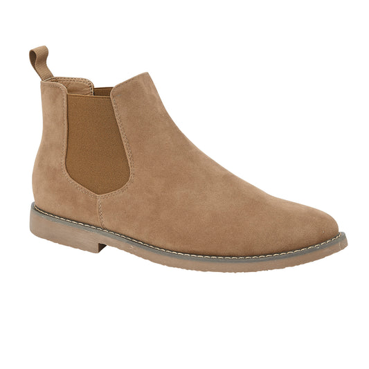 Beige Men's Faux Suede Desert Boots