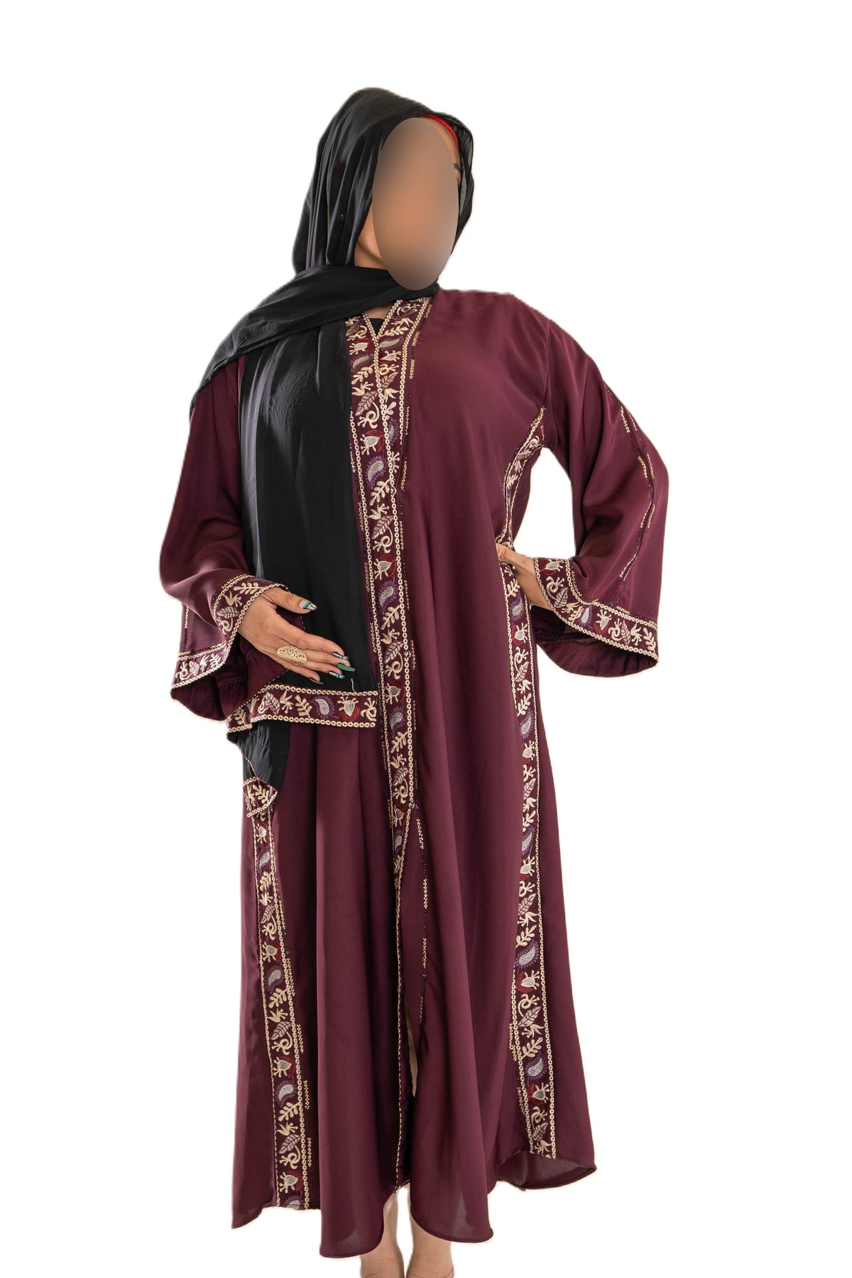 Coloured Embroidered Abaya - High-Quality Materials for Comfortable Wear - Stylish & Modest Statement Piece - Available in Various Colors