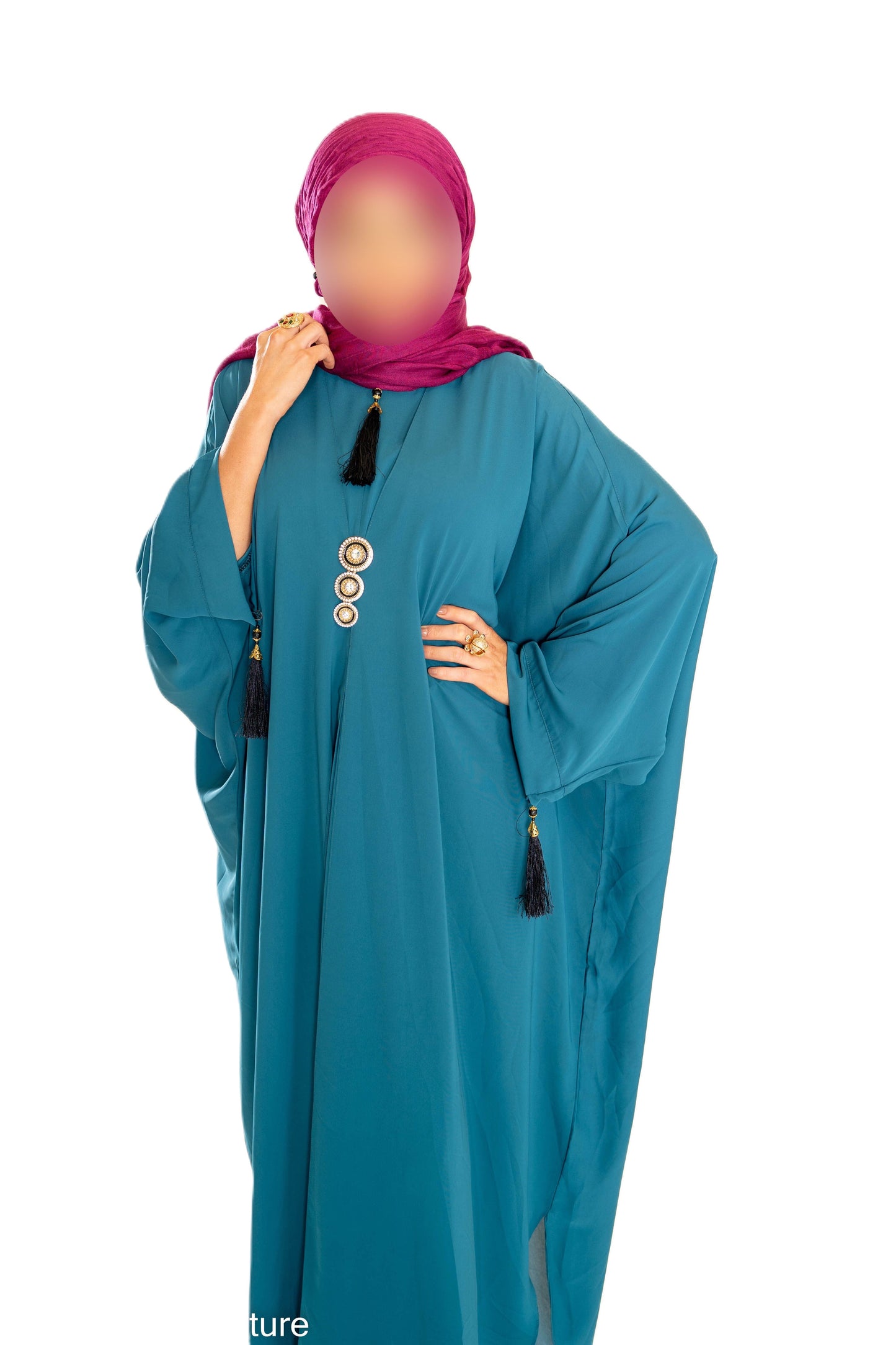 Colour Abaya with Brooch - High-Quality Fabric Elegant and Versatile Abaya for Any Occasion