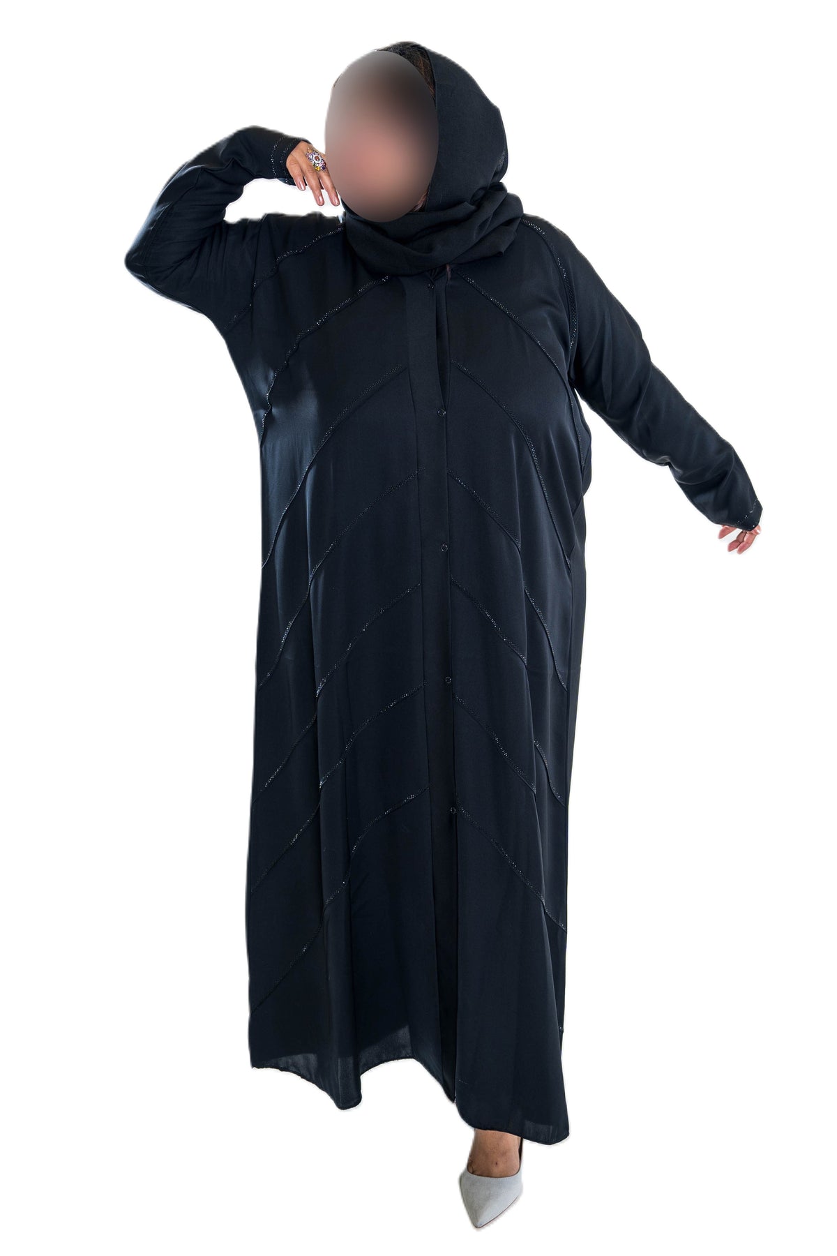 Black DMC Lined Abaya - Elegant Long Sleeve Islamic Clothing for Women