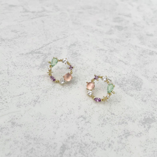 Saffy Blush Jewelled Wreath Studs