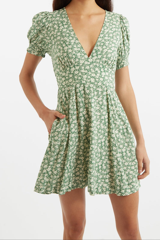 Merle Periwinkle V-Neck Mini Dress