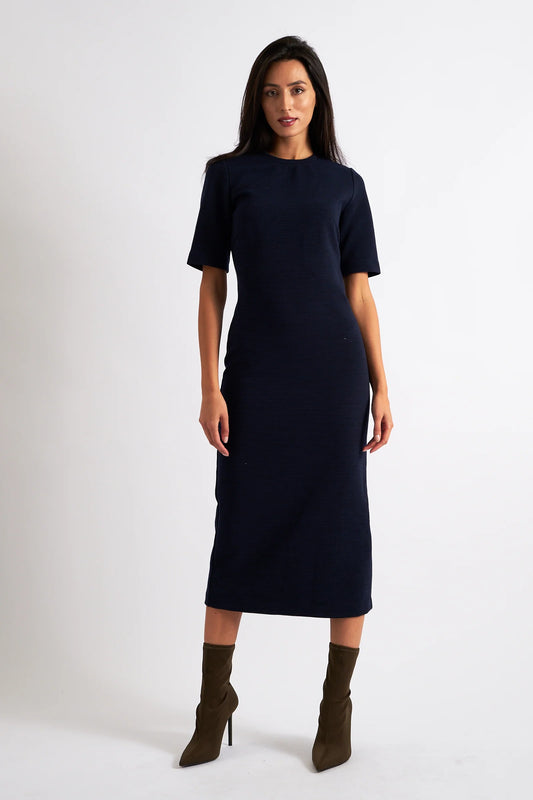 Nila Rib Bodycon Midi Dress - Navy