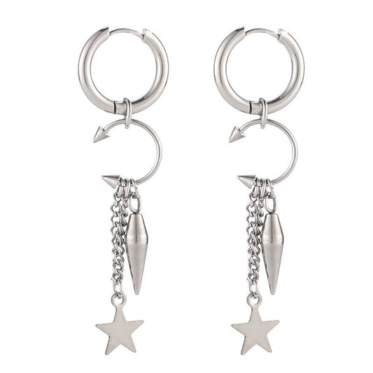 Aelin Statement Dangle Star Charm Hoop Earrings