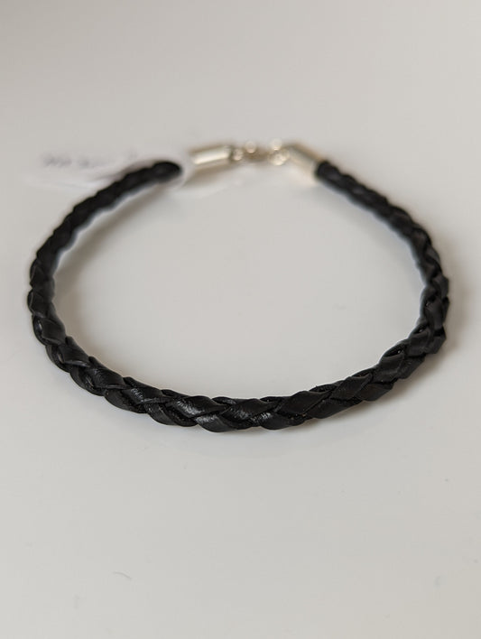 Silver Steed Leather Cord Bracelet