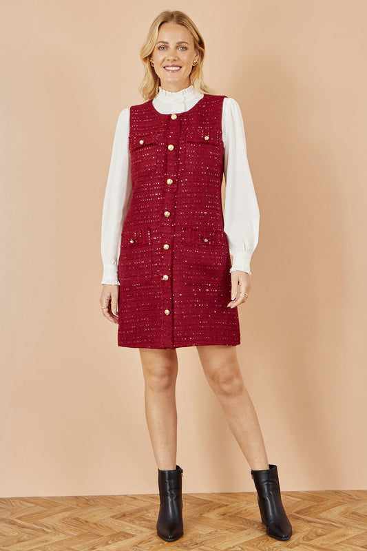 Yumi Burgundy Boucle Tunic Dress