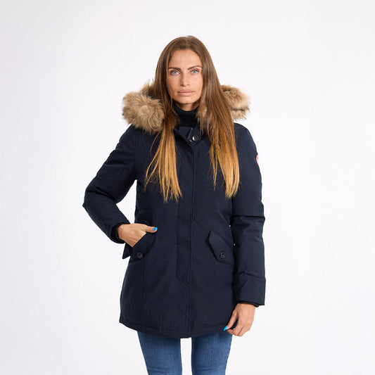 Lili Hooded Parka Jacket - Navy/Natural