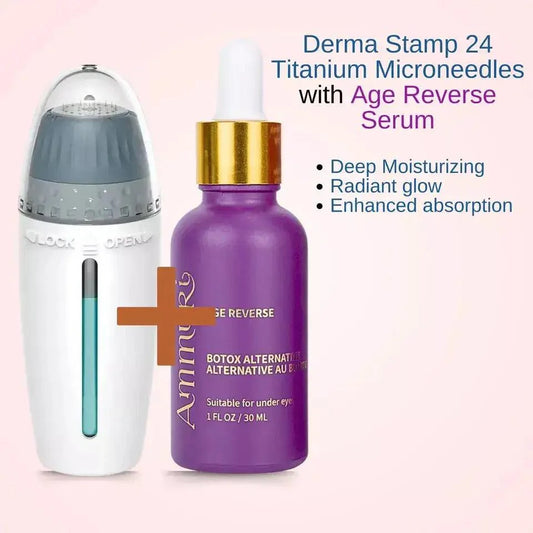 Adjustable 0-1.5mm Derma Stamp & Age Reverse Serum - Microneedling Kit