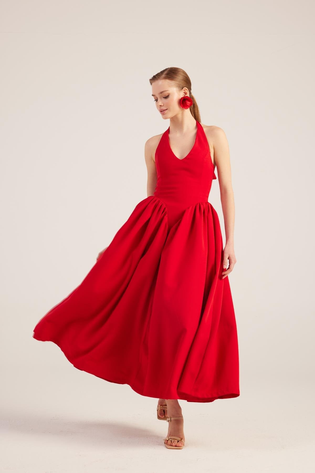 Ophelia Red Princess Style Maxi Dress