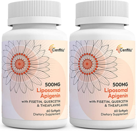 Cenffitio Liposomal Apigenin 500mg Softgels — Enhanced Absorption with Fisetin, Quercetin & Theaflavins (4-Month Supply)