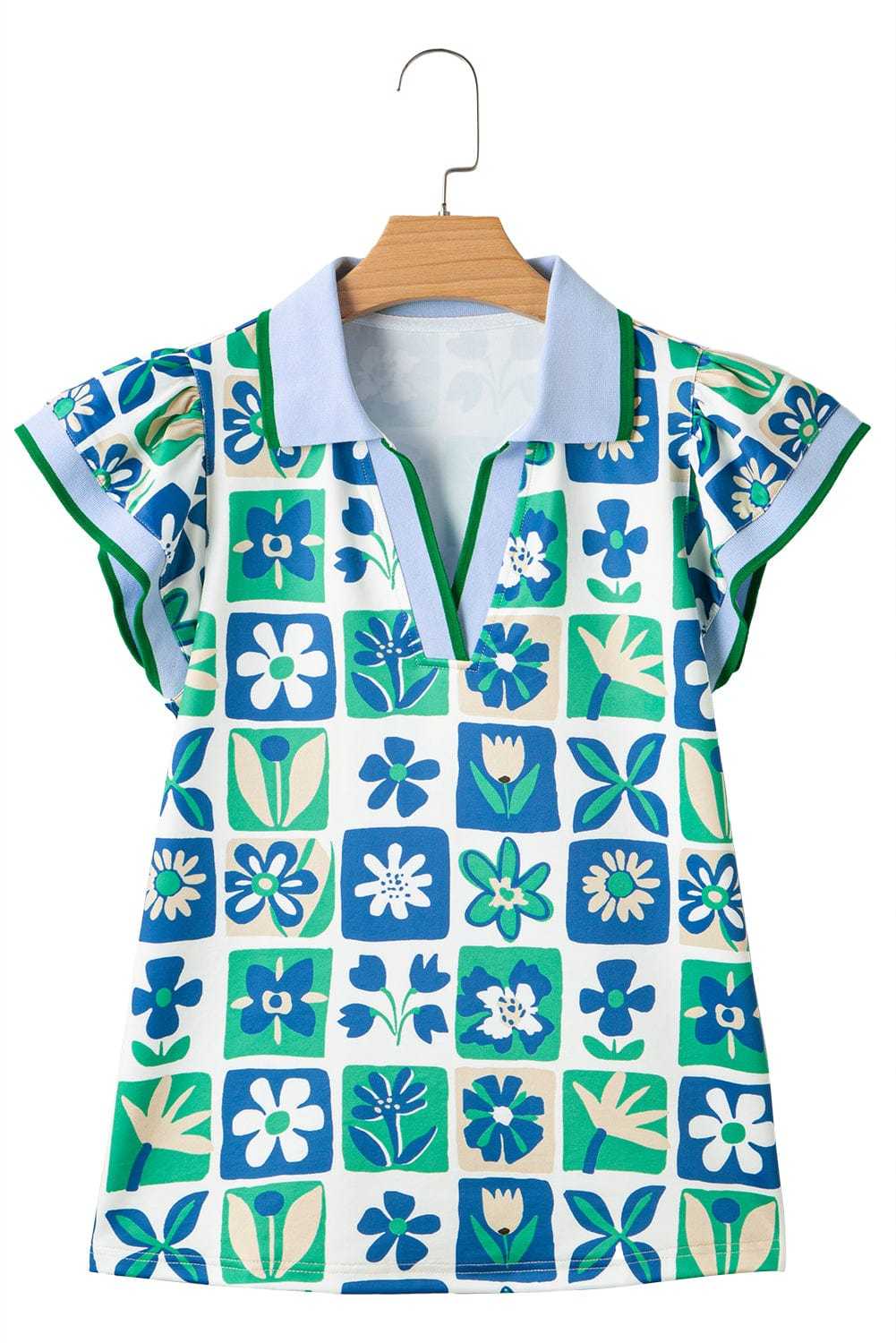 Floral Fusion Flutter Blouse