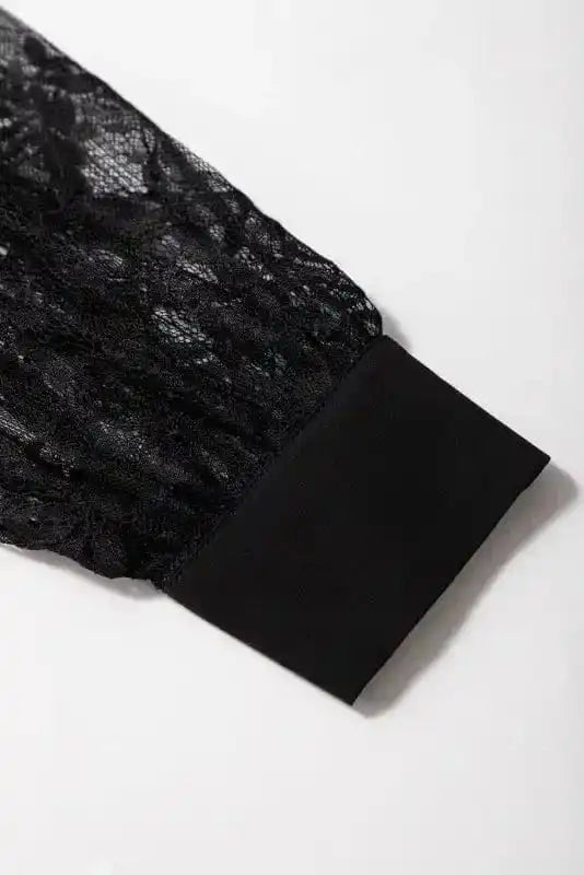Lace Sleeves Blouse - Black