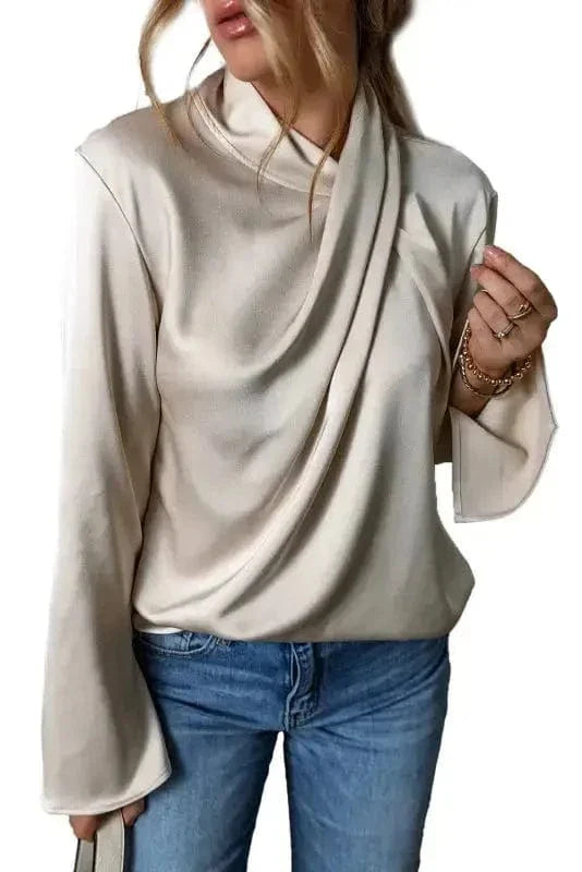 Luxe Satin Crossover Blouse