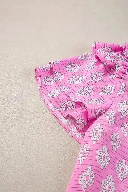 Pink Vintage Floral Blouse