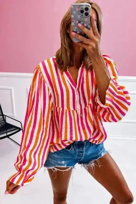 Sunset Stripe Balloon Blouse