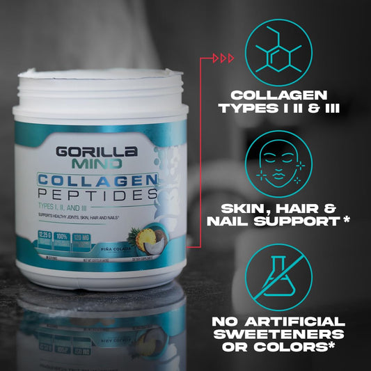 Gorilla Mind Collagen Peptides Powder – Joint Health, Skin, Hair & Nails | Mixed Berry 426g