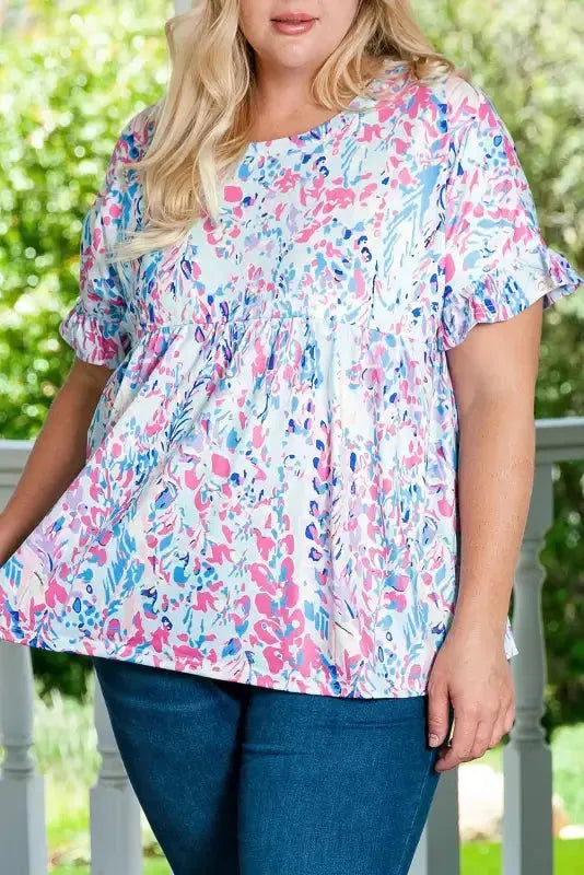 Floral Maxi Dress with V Neck - Green Wrap Style