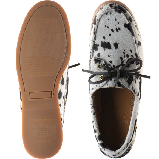 Herring Cordelia ladies rubber-soled deck shoes in white and brown pony
