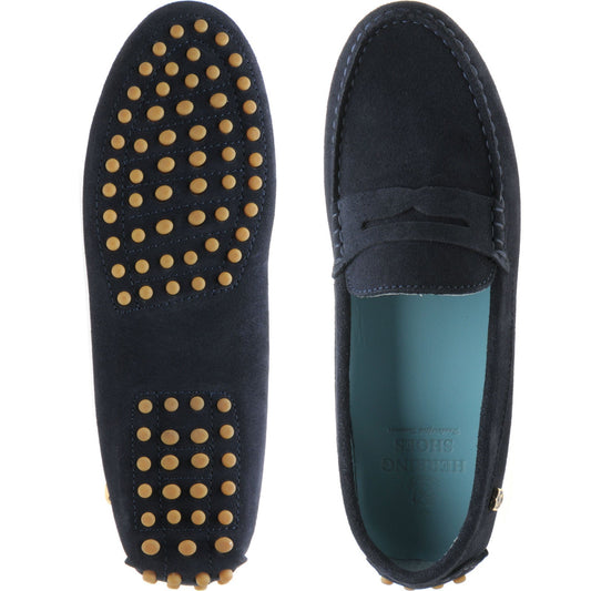 Herring Louisa ladies rubber-soled driving moccasins in navy suede