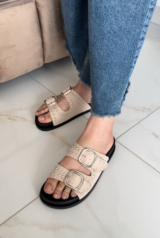 Zee Ladies Trendy Open-Toe Sliders with Buckle