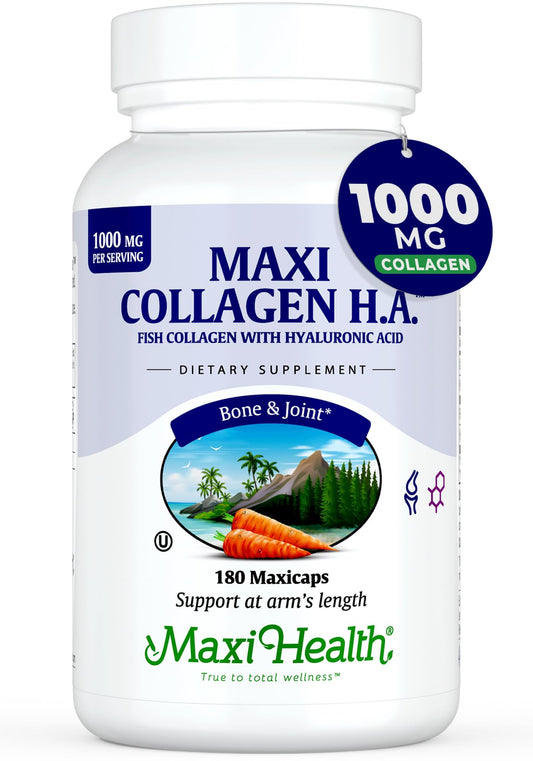 Maxi Health Marine Collagen Pills – 1000 mg Type 1 + Hyaluronic Acid (180 Maxicaps)