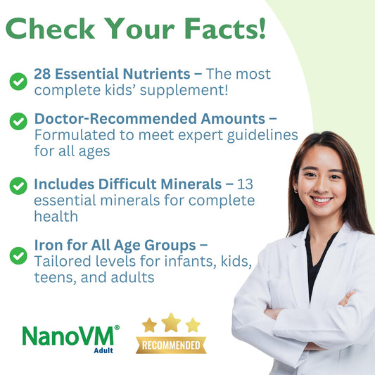 NanoVM Adult Allergen-Free Multivitamin Powder — 13 Vitamins & 13 Minerals, Low-Carb, 275g