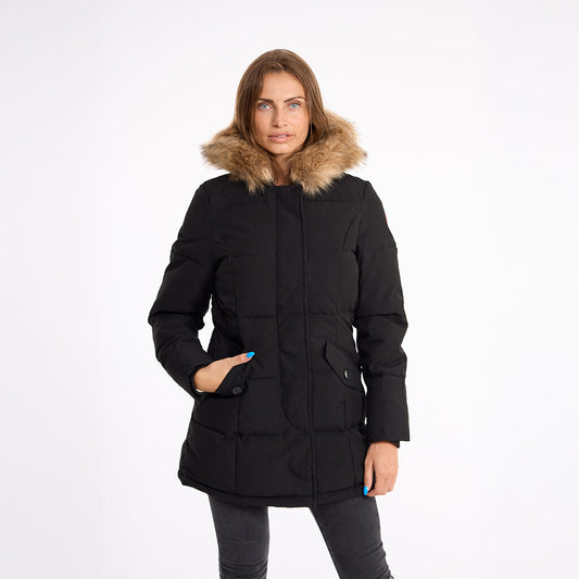 Sarah Hooded Parka Jacket - Black/Natural