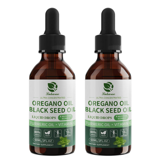 Lukaree 4-in-1 Oil of Oregano with Black Seed Oil – 80% Carvacrol, 2 oz, 2-Pack (Vegan, Non-GMO)