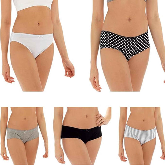 Pack of 10 Womens Cotton Briefs Comfortable Underwear Shorts with Stretch Waistband Assorted Styles Breathable Cotton Blend UK Sizes 12-18 by Daisy Dreamer