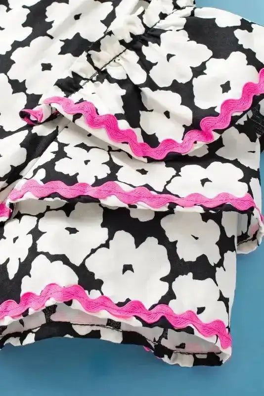 Pink Chic Blouse - Floral Layered Ruffle Sleeve