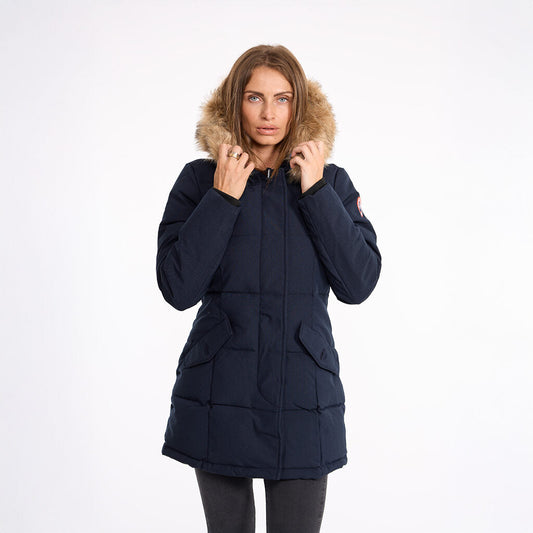 Sarah Hooded Parka Jacket - Navy/Natural