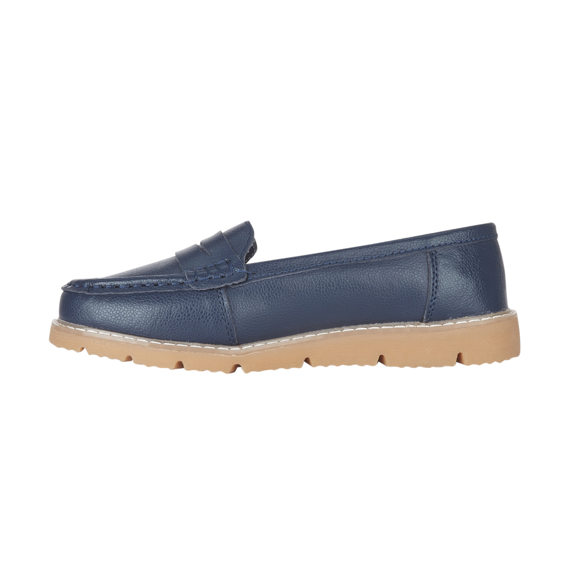 Shore Stylish Comfortable Ladies Leather Saddle Trim Loafers Tan, Navy, Black, and White