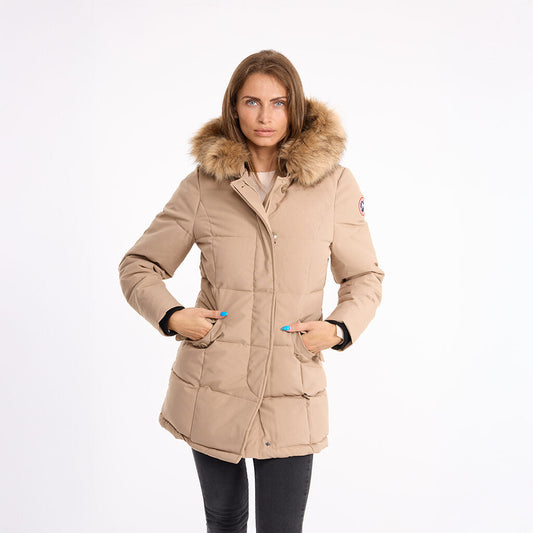 Sarah Hooded Parka Jacket - Taupe