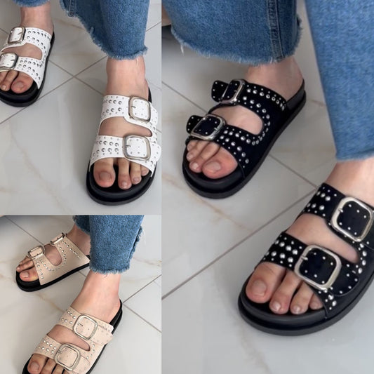 Zee Ladies Trendy Open-Toe Sliders with Buckle