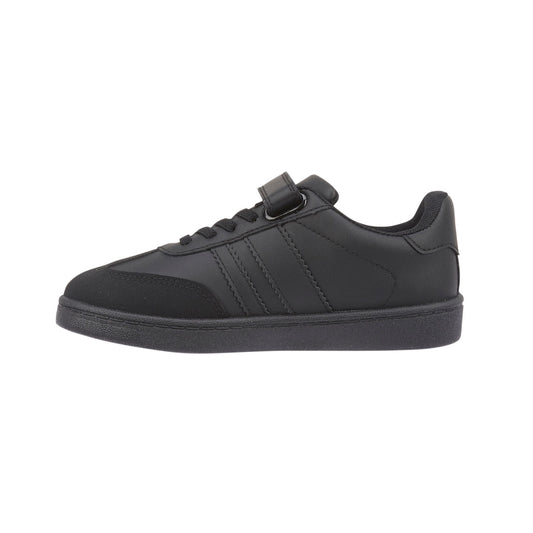 Torpedo Boys' Black School Shoes Faux Leather Trainer with Easy Strap & Comfort Sole