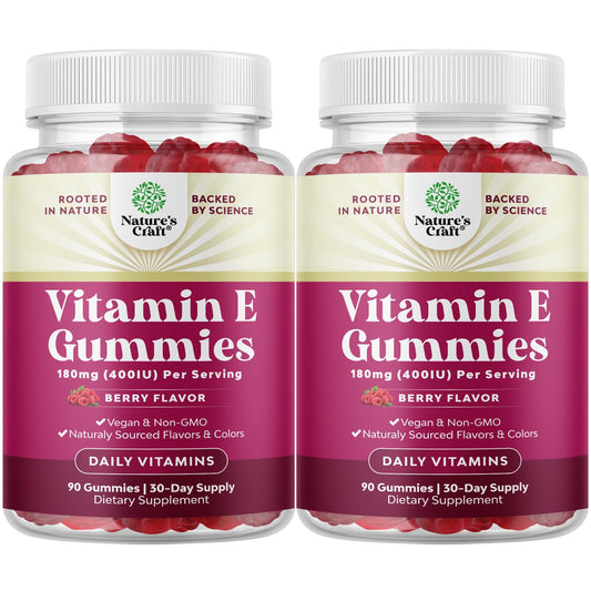 Natures Craft Vitamin E Gummies – 400 IU High-Potency Skin Support – 2-Month Supply