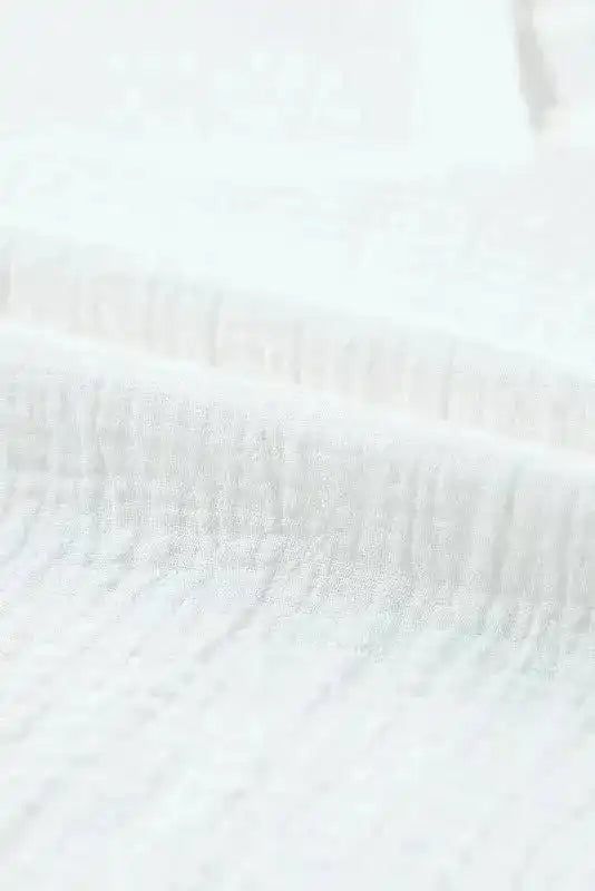 White Crinkled Lace Blouse - Linen