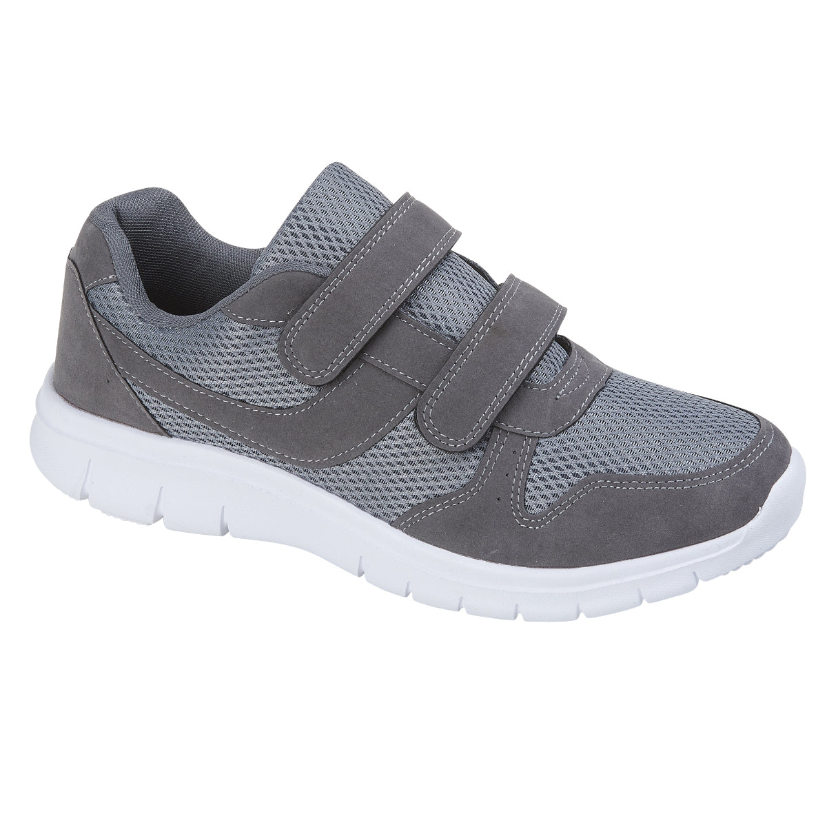 Jonathan Mens Wide Fit Velcro Comfort Trainers Grey