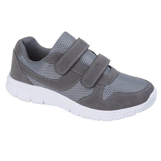 Jonathan Mens Wide Fit Velcro Comfort Trainers Grey