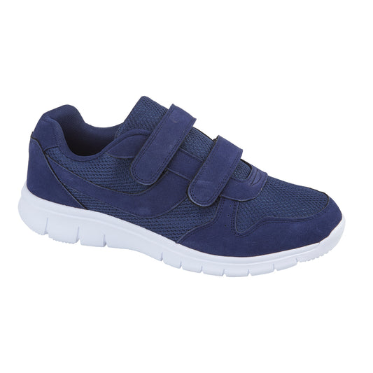 Jonathan Mens Wide Fit Velcro Comfort Trainers Navy Blue