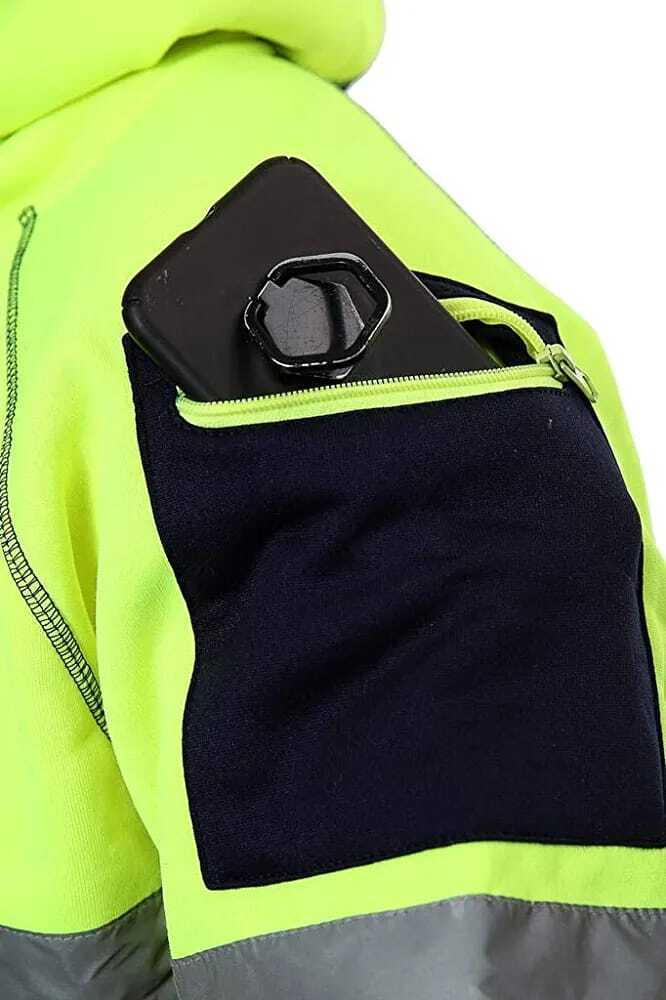 James Mens High Visibility Jacket High Vis Hoodie Hooded Top Yellow
