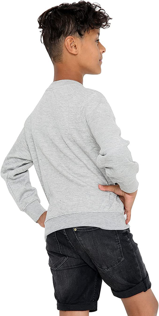 Boys Girls School Classic Sweater Kids Plain Fleece Longe Sleeve Sweatshirt Jumper Grey