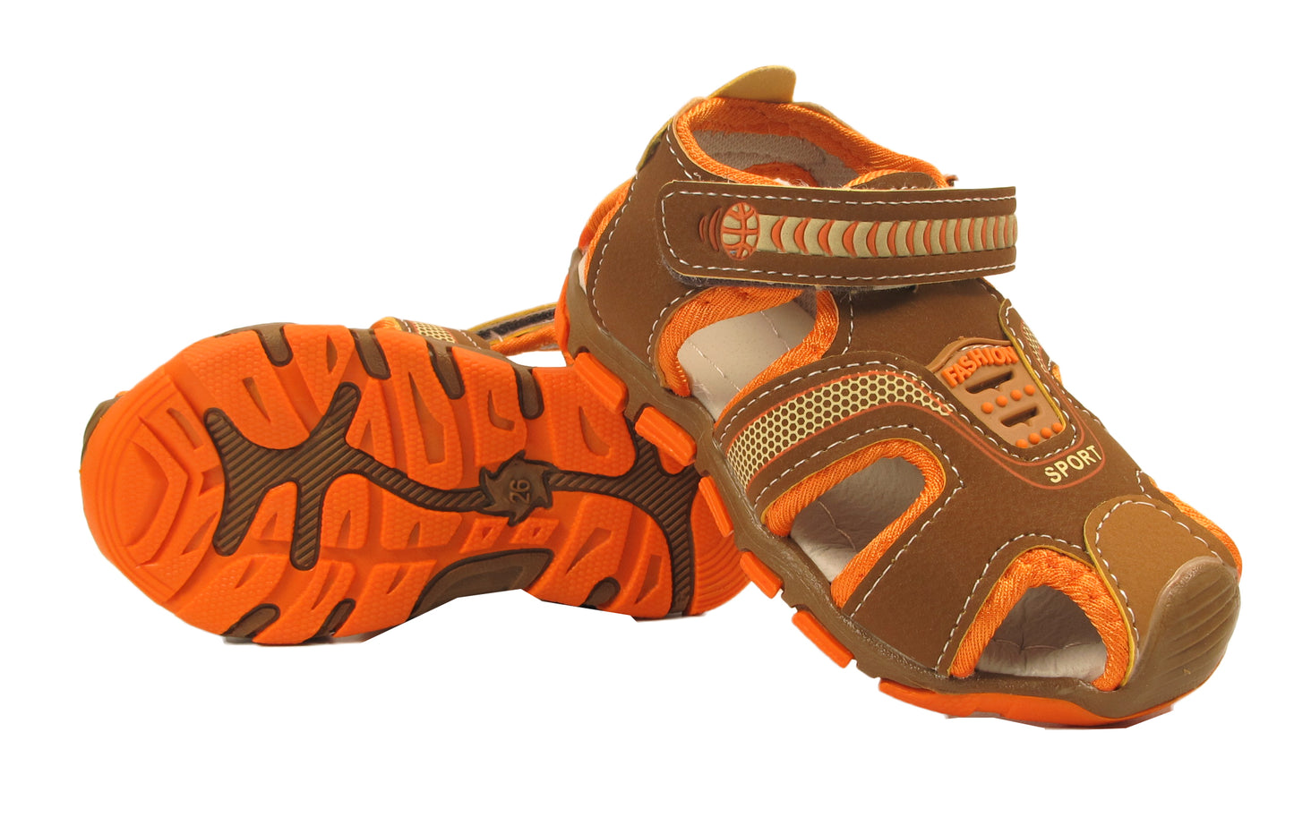Blake Contrast Boys Sports Touch Strap Fashion Contrast Sandals Brown