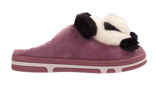 Panda Ladies 3d Novelty Fleece Lined Slippers Purple