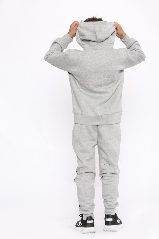Boys DLX Zip Contrast Hooded Tracksuit Grey