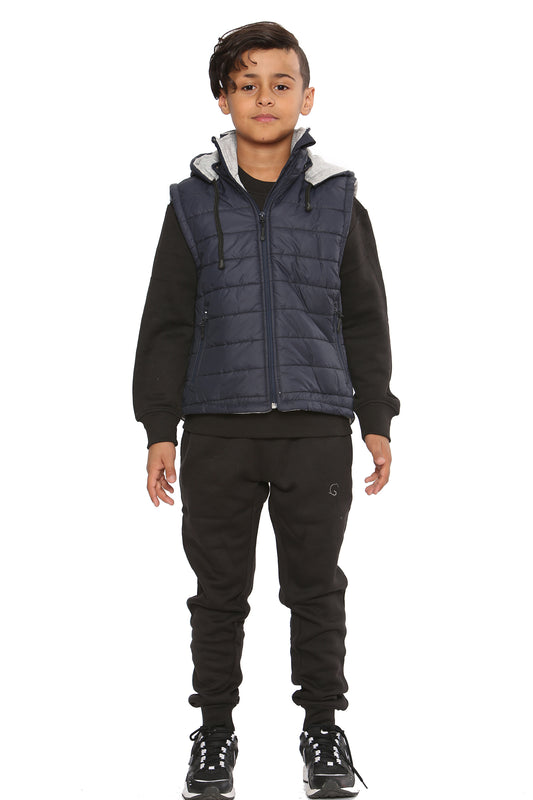 Raphael Unisex Kids Gilets Hooded Body Warmer Navy