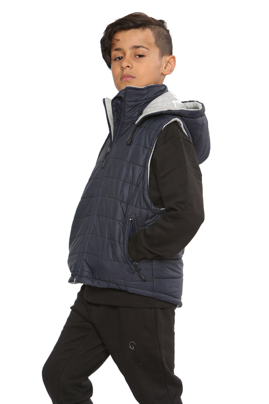 Raphael Unisex Kids Gilets Hooded Body Warmer Navy